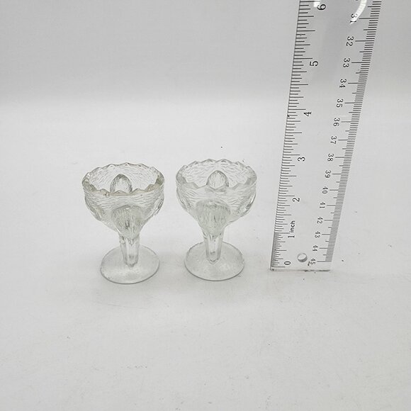 Pair of Pressed Glass Stork Bird Egg Cups - Picture 6 of 6